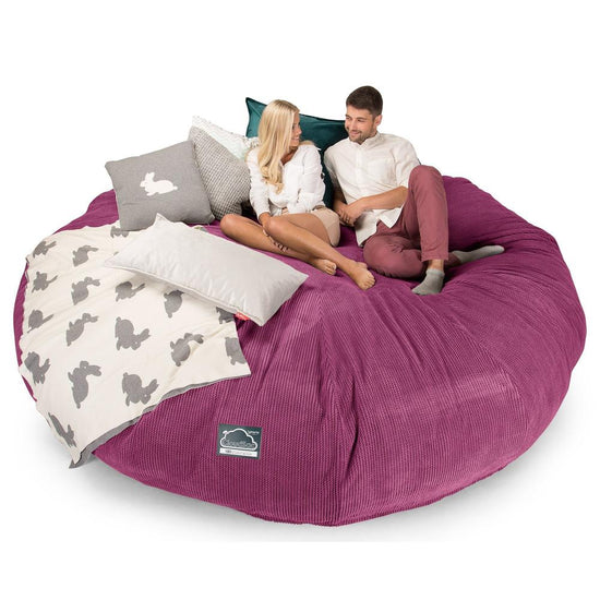 LOUNGE PUG, CloudSac 5000 XXXXXL - gigantický sedací vak ve tvaru pohovky z paměťové pěny,Pom pom Růžová