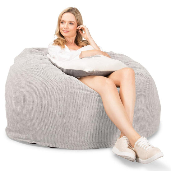 LOUNGE PUG, CloudSac 510 XL - XL sedací vak z paměťové pěny (NOVÝ DESIGN),Pom pom Slonovinová