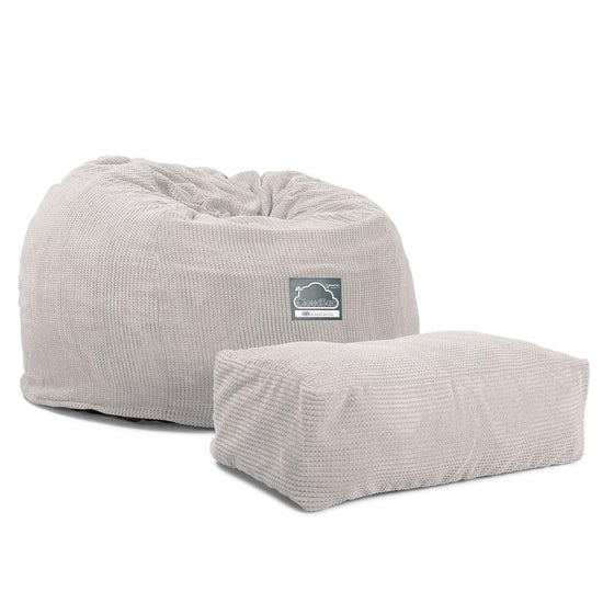 LOUNGE PUG, CloudSac 510 XL - XL sedací vak z paměťové pěny (NOVÝ DESIGN),Pom pom Slonovinová