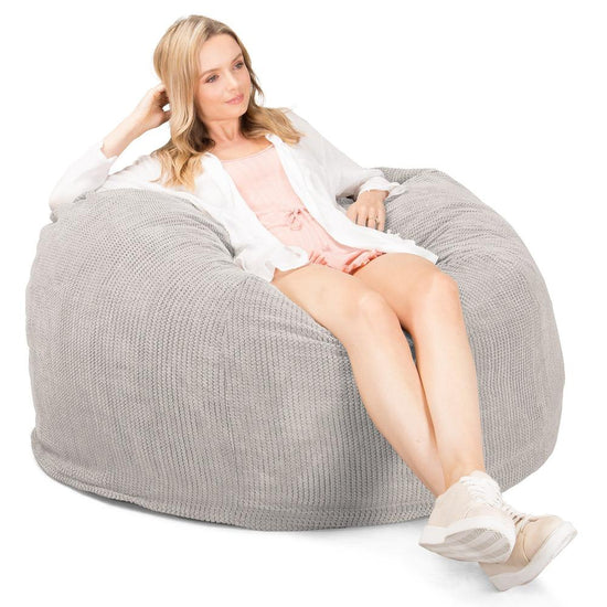 LOUNGE PUG, CloudSac 510 XL - XL sedací vak z paměťové pěny (NOVÝ DESIGN),Pom pom Slonovinová