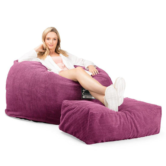 LOUNGE PUG, CloudSac 510 XL - XL sedací vak z paměťové pěny (NOVÝ DESIGN),Pom pom Růžová