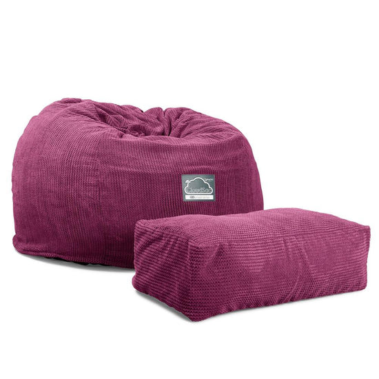 LOUNGE PUG, CloudSac 510 XL - XL sedací vak z paměťové pěny (NOVÝ DESIGN),Pom pom Růžová