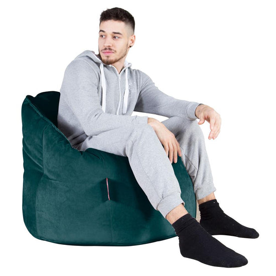 LOUNGE PUG, Pohodlný sedací pytel, Samet Tyrkysová