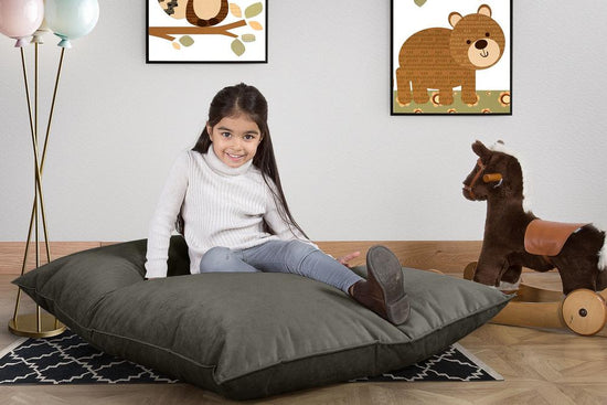 LOUNGE PUG, Sedací vak Junior, Dětský sedací vak, Samet Tmavomodrá šeď