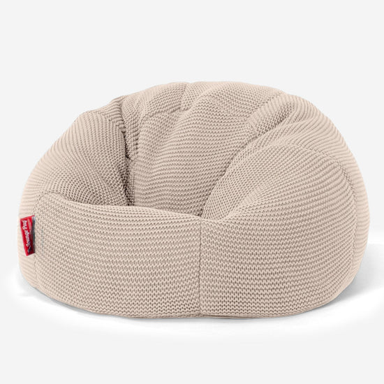 LOUNGE PUG - ELLOS Pletený - Sedací vak pro batolata - Dětský klasický sedací pytel - Krémová