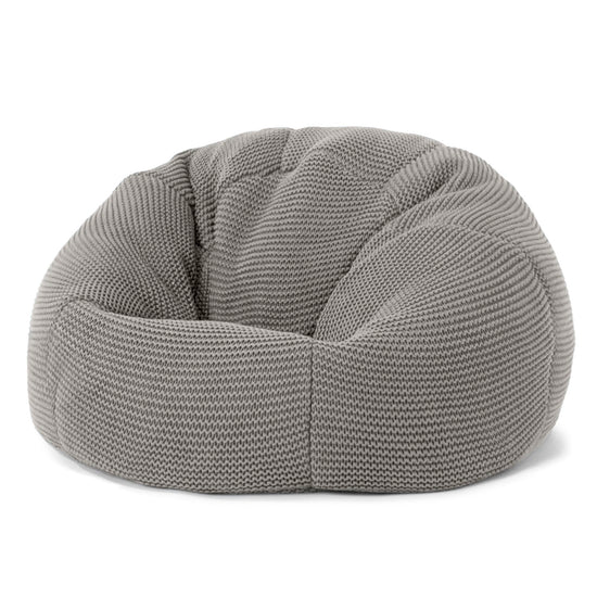LOUNGE PUG - ELLOS Pletený - Sedací vak pro batolata - Dětský klasický sedací pytel - Šedá
