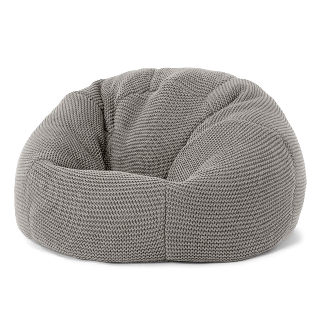 LOUNGE PUG - ELLOS Pletený - Sedací vak pro batolata - Dětský klasický sedací pytel - Šedá