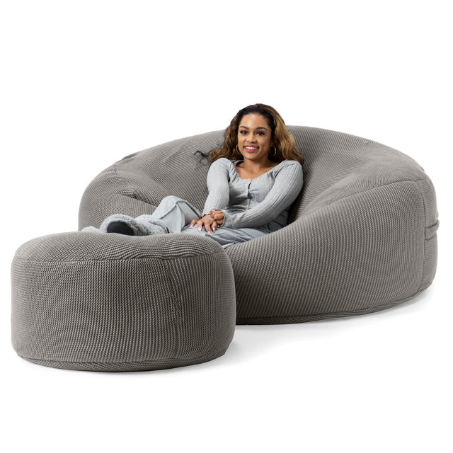 LOUNGE PUG, Mega mamutí sedací vak pohovka, Obří sedací vak, Ellos Pletený Šedá
