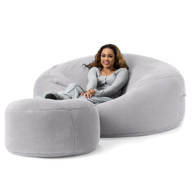LOUNGE PUG, Mega mamutí sedací vak pohovka, Obří sedací vak, Ellos Pletený Světle šedá