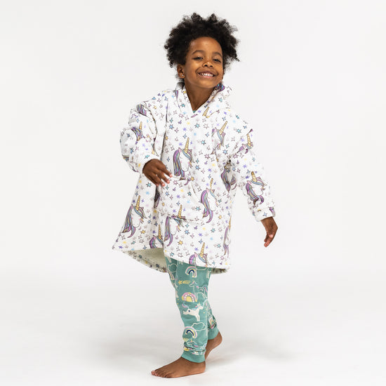 Dětská Oversized Mikina s Kapucí s Funkcí Přikrývky - Minky Jednorožec 02