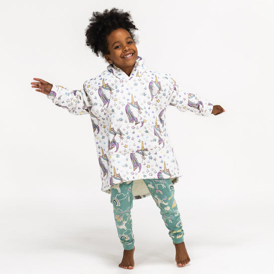 Dětská Oversized Mikina s Kapucí s Funkcí Přikrývky - Minky Jednorožec 03