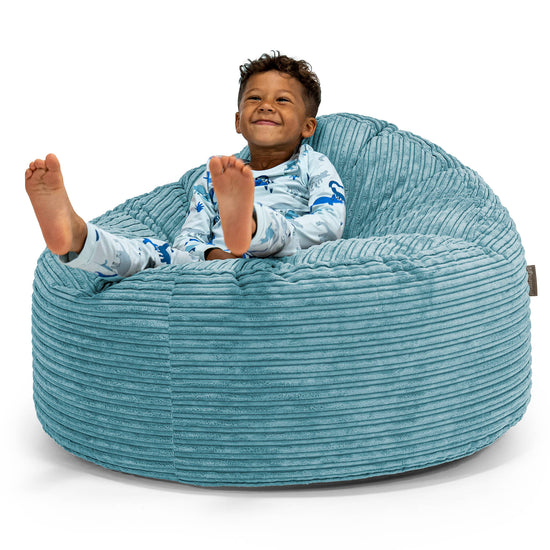 Dětská obří sedací vak Snuggle 3-8 let -Manšestr Modrozelená 01