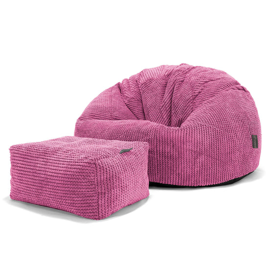 Klasický sedací pytel - Pom pom Růžová 02