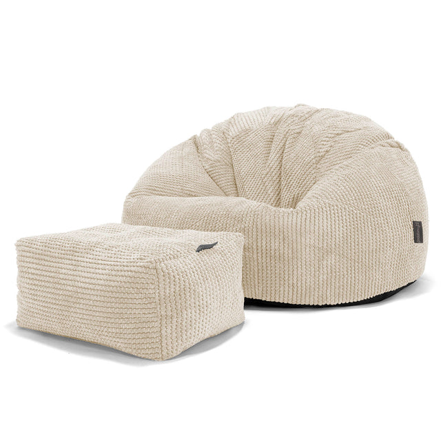 Klasický sedací pytel - Pom pom Slonovinová 02