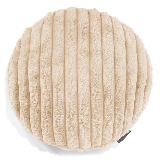 Kulatý Povlak na Polštář 50cm - Ultra plyšový kord Krémová 01