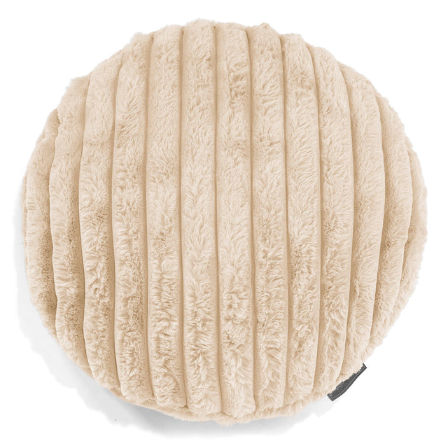 Kulatý Povlak na Polštář 50cm - Ultra plyšový kord Krémová 01