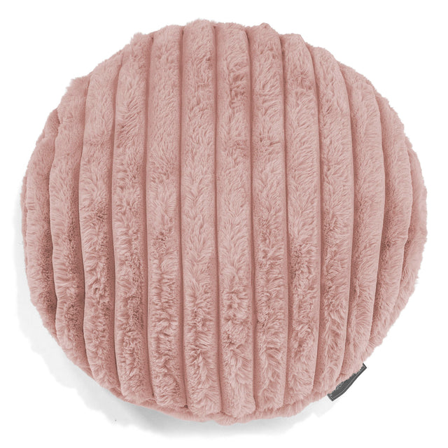 Kulatý Povlak na Polštář 50cm - Ultra plyšový kord Pudrově růžová 01