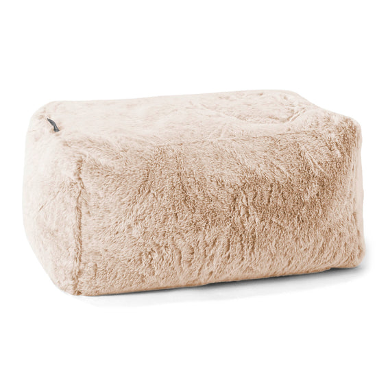 Malá podnožka - Umělá králičí kožešina Bílá 01