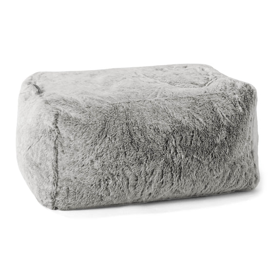 Malá podnožka - Umělá králičí kožešina Světle šedá 01