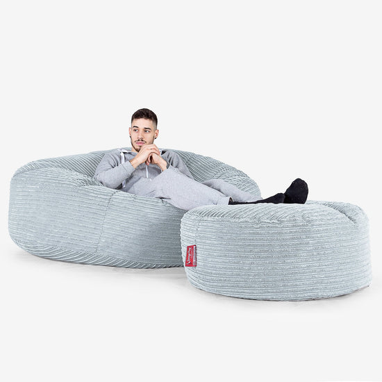 Mega mamutí sedací vak pohovka - Manšestr Dětská Modrá 02