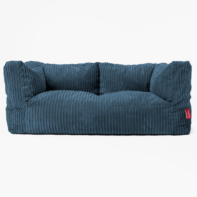 Obří dětská Albert 2 místná sedací vak pohovka 3-14 let - Manšestr Námořnická modř 02