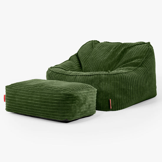 Sedací pytel Sloucher, křeslo - Manšestr Lesní zelená 02