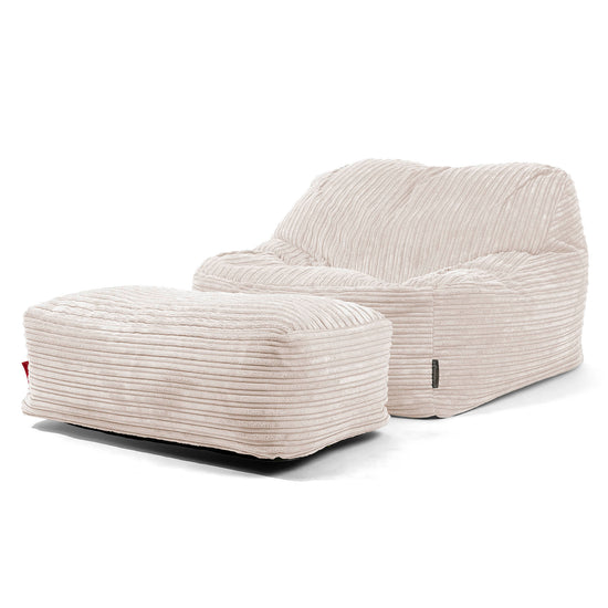 Sedací pytel Sloucher, křeslo - Manšestr Slonovinová 01