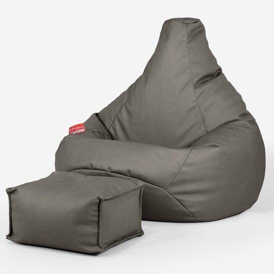 Sedací vak hruška - Veganská kůže Šedá 01