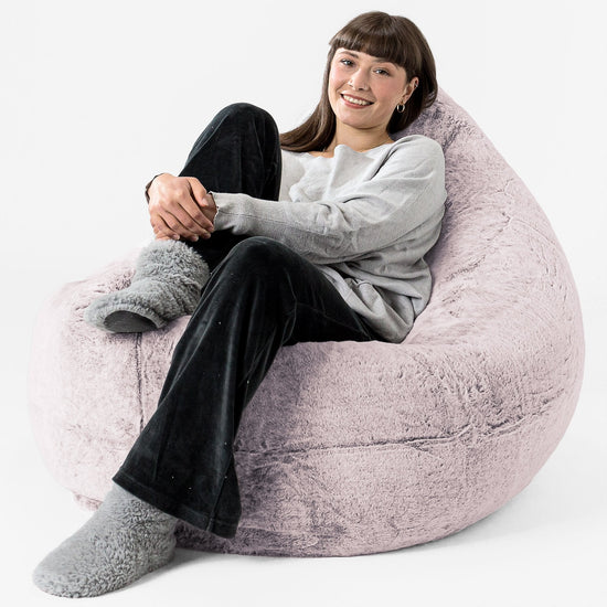 Sedací vak XXL - Umělá králičí kožešina Pudrově růžová 02