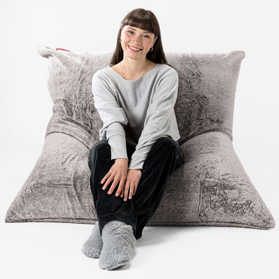 Sedací vak XXL - Umělá králičí kožešina Světle šedá 01