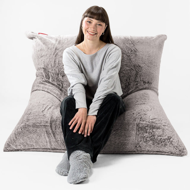 Sedací vak XXL - Umělá králičí kožešina Světle šedá 01