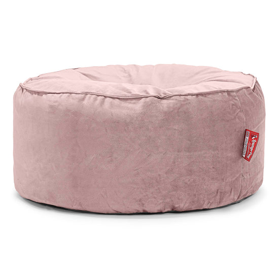 Velký kulatý puf - Samet Růžová 01