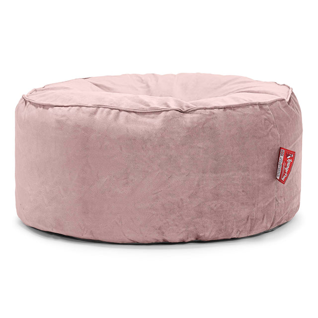 Velký kulatý puf - Samet Růžová 01