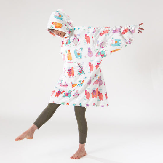 Oversized Mikina pro Dospělé s Kapucí s Funkcí Přikrývky - Minky Lama 03