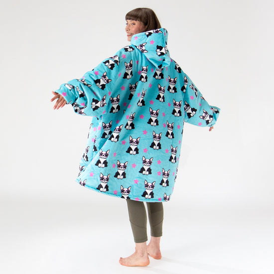 Oversized Mikina pro Dospělé s Kapucí s Funkcí Přikrývky - Minky Mops 03