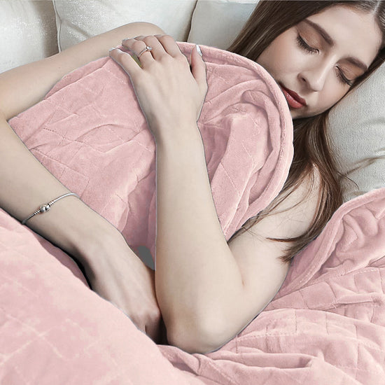 Těžká Přikrývka pro Dospělé - Flanelový Fleece Bledě Růžová 05
