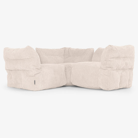 Modulární Rohová Pohovka 3místná - Manšestr Slonovinová 01