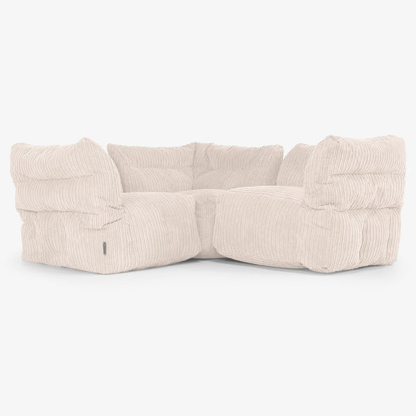 Modulární Rohová Pohovka 3místná - Manšestr Slonovinová 01