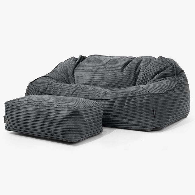 Velká sedací vak Sloucher, pohovka - Manšestr Černá 02