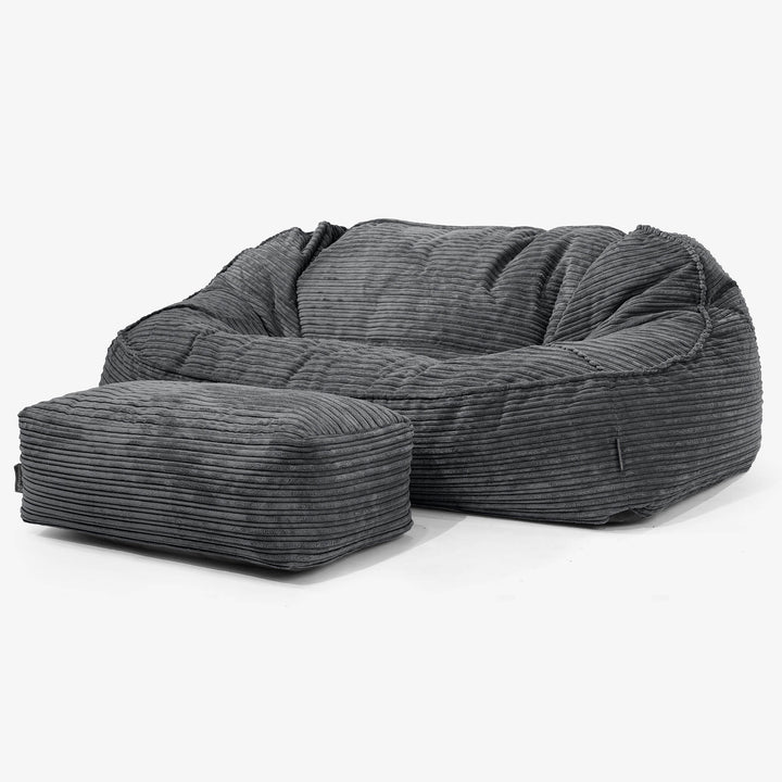 Velká sedací vak Sloucher, pohovka - Manšestr Černá 02
