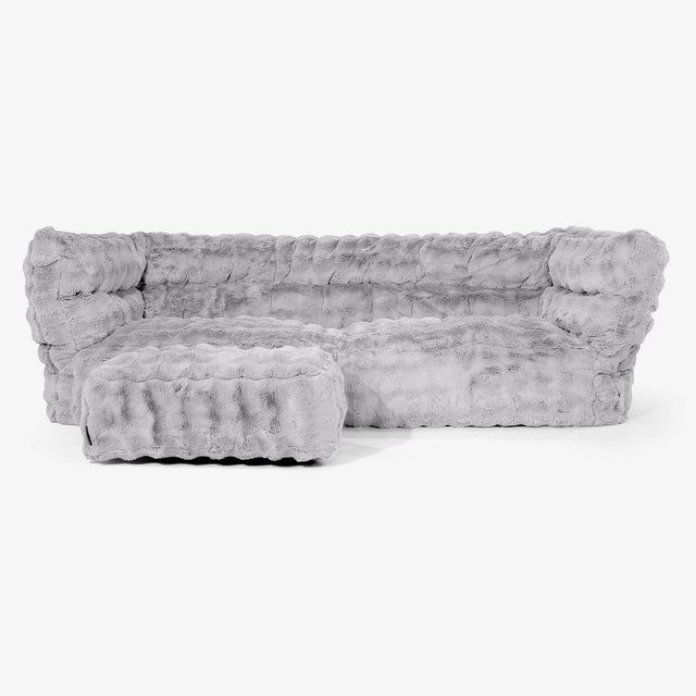 Albert 3 Místná sedací vak pohovka 2.0 - Umělá kožešina Bublina Šedá 02