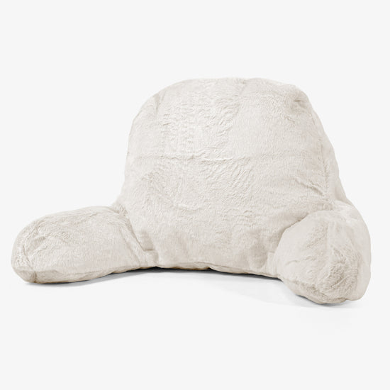 Polštář na čtení s vysokou opěrkou zad - Umělá králičí kožešina Bílá 01