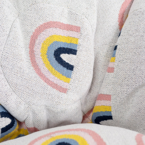 Dětský klasický sedací pytel 1 do 5 let - Pletený Duha Fabric Close-up Image