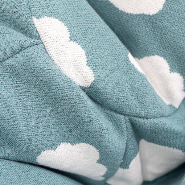 Dětský klasický sedací pytel 1 do 5 let - Pletený Mrak Modrá Fabric Close-up Image