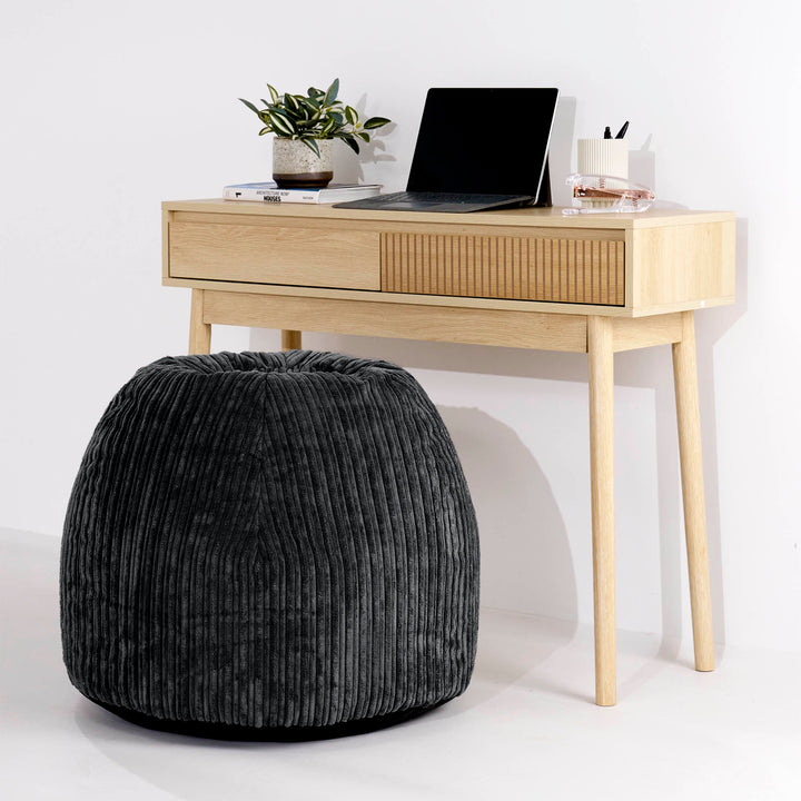 Ergonomická kancelářská pouf-židle - Manšestr Černá - 02