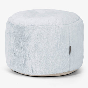 Malá kulatá podnožka - Umělá králičí kožešina Pudrově modrá