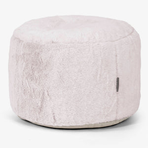 Malá kulatá podnožka - Umělá králičí kožešina Pudrově růžová