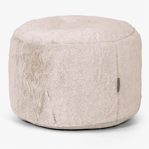 Malá kulatá podnožka - Umělá králičí kožešina Zlato-hnědá 01