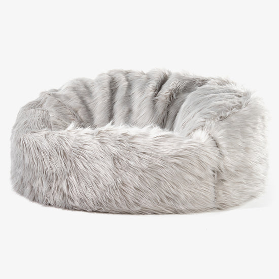 Mamutí sedací vak pohovka  - Mongolská Umělá Kožešina Šedá 01