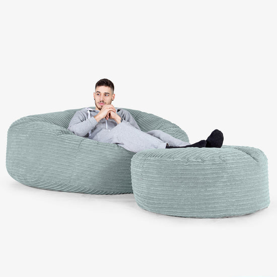 Mega mamutí sedací vak pohovka - Manšestr Mátová Zelená 02
